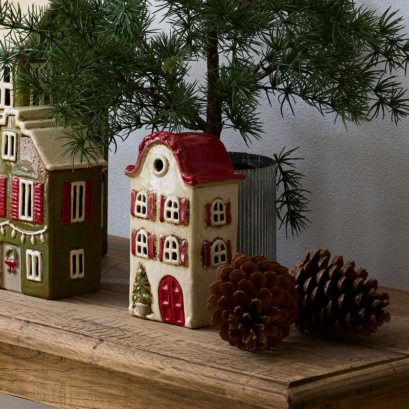 Ceramic Christmas villa glowing with tea light – Alsace collection