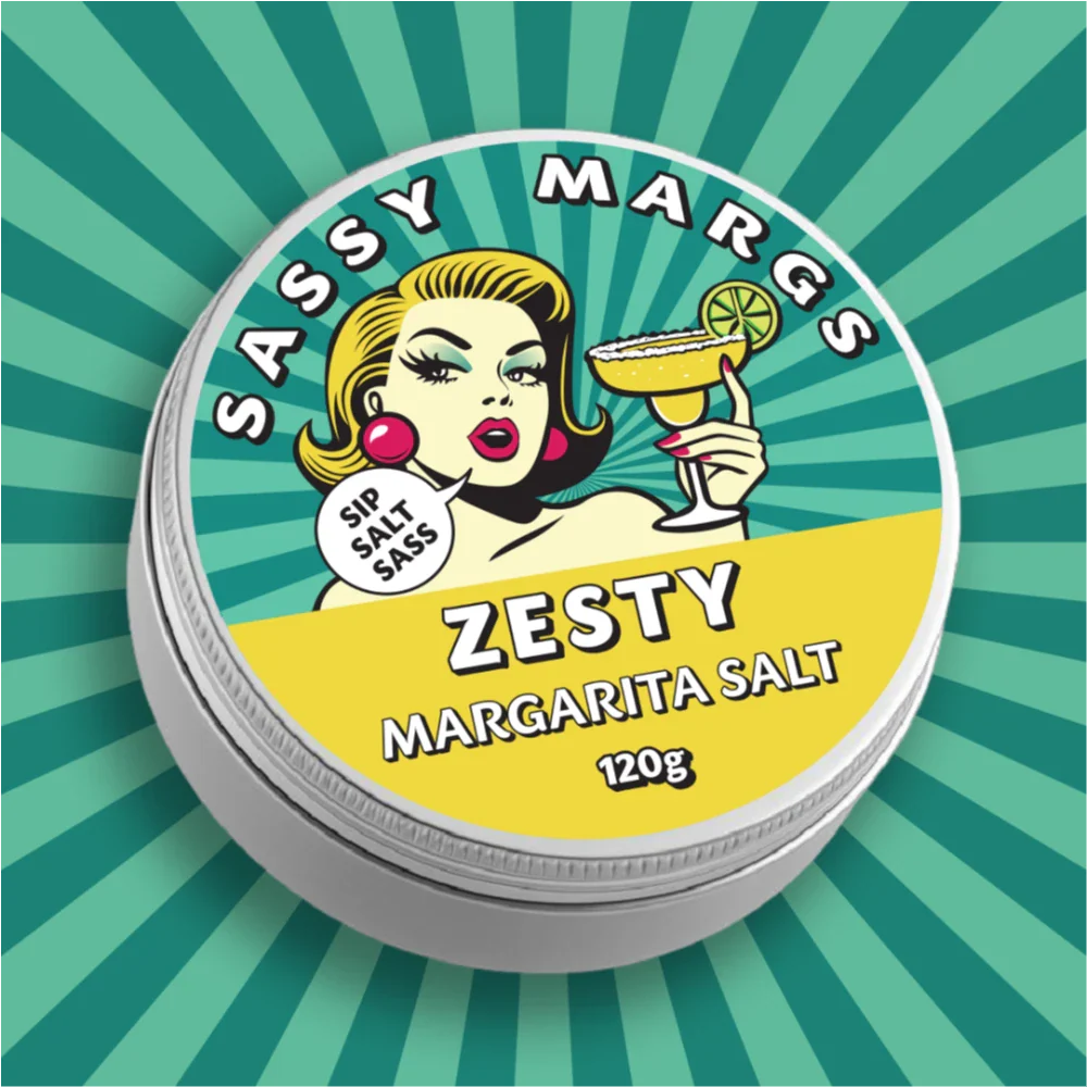 Sassy Marg's Zesty Margarita Salt 120g cocktail rimming salt.