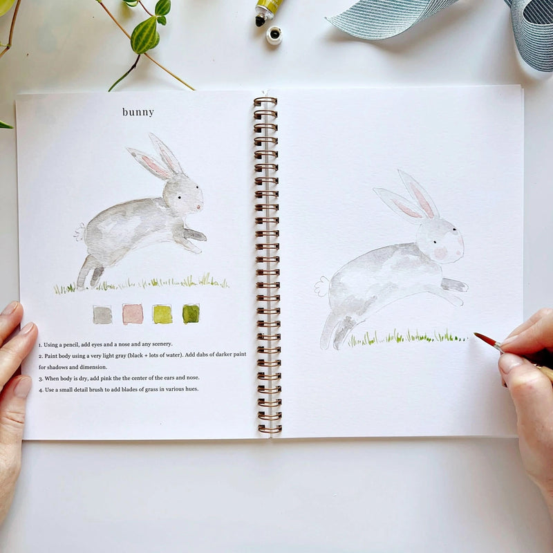 Watercolour painting beginner book featuring animals