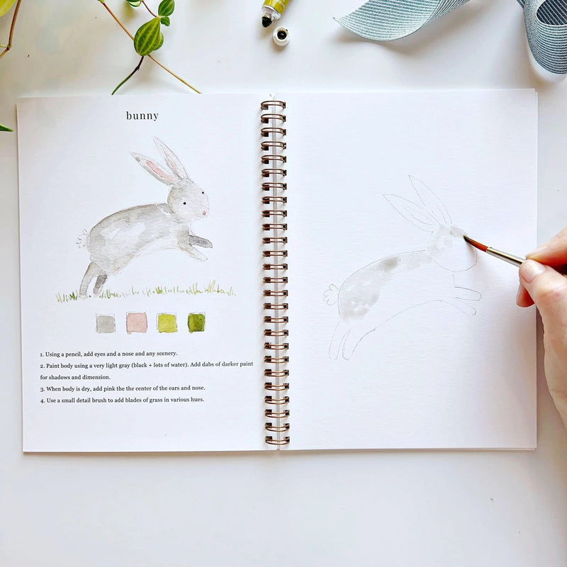 Animals Watercolour Workbook for children and adults to paint