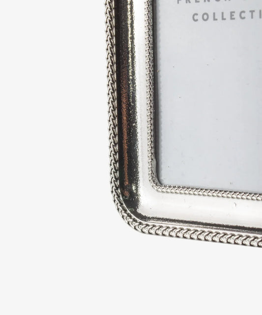 Rectangular Beaded silver hanging photo frame Christmas ornament 