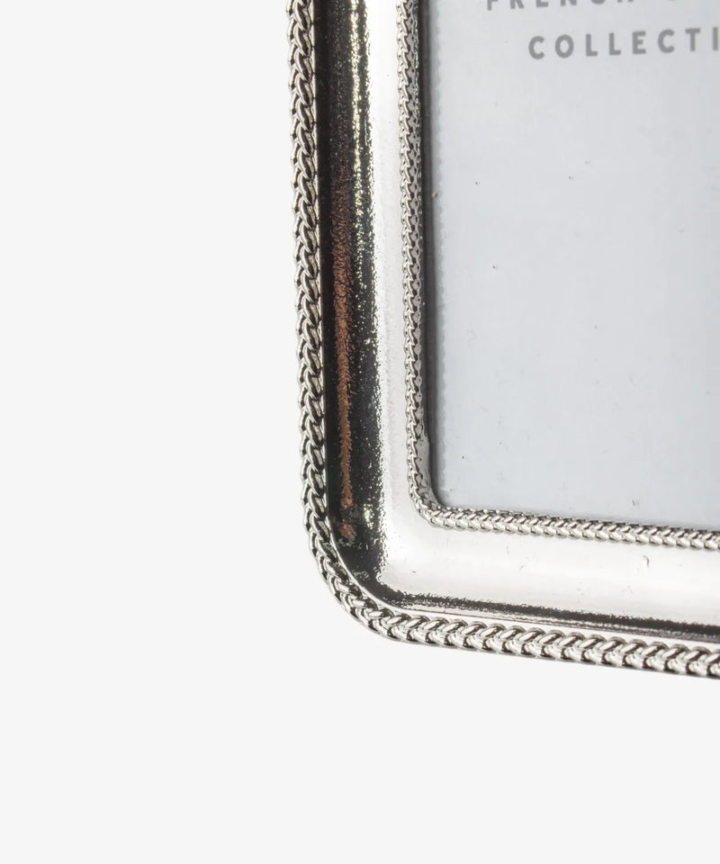Rectangular Beaded silver hanging photo frame Christmas ornament 