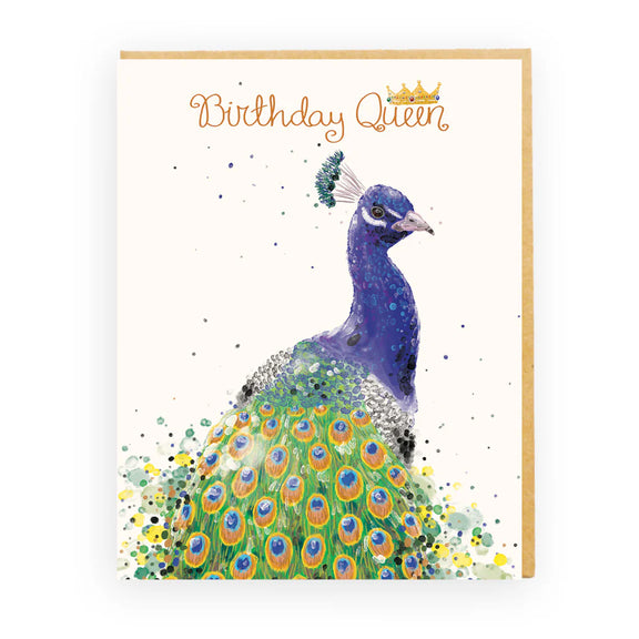 birthday queen card australia peacock design