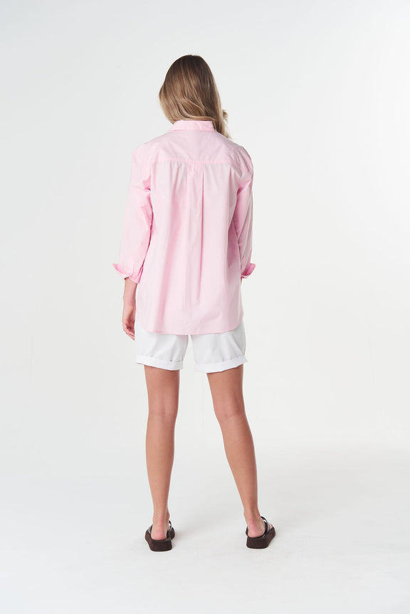 Goondiwindi Cotton Bloom pink shirt with oversized boxy fit