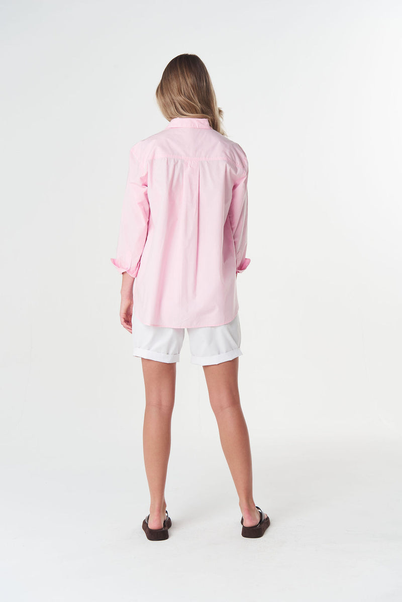 Goondiwindi Cotton Bloom pink shirt with oversized boxy fit