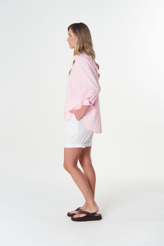 Pink A Boo light pink oversized women's cotton shirt