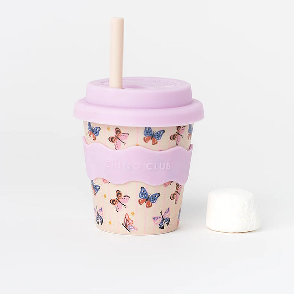 Butterfly Babychino Cup 4oz reusable kids cup with silicone lid