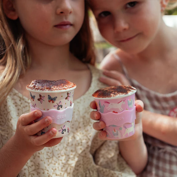 Reusable butterfly kids cup in bamboo-based material
