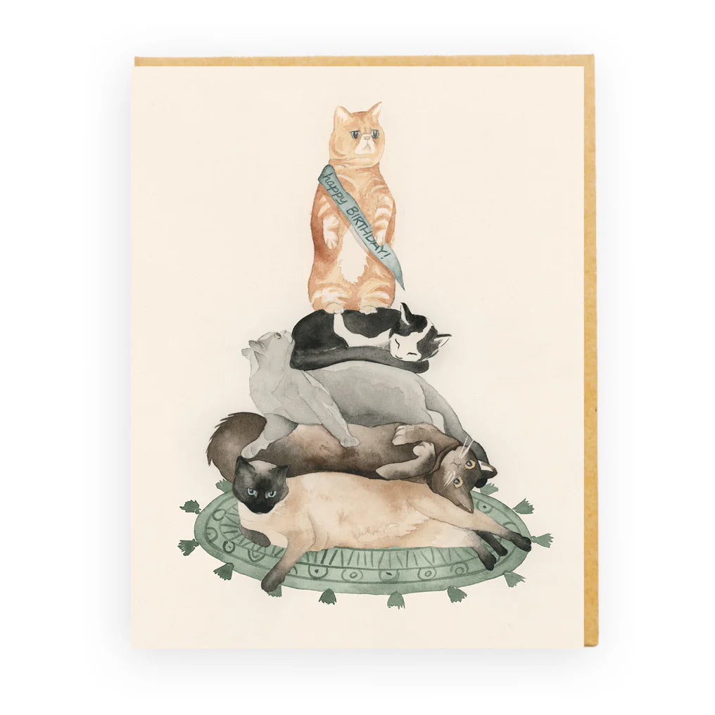 Cat Stack Birthday Card | Cute Cat Card Australia