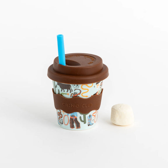 Chino Club western themed reusable cup for babychinos and drinks on the go.