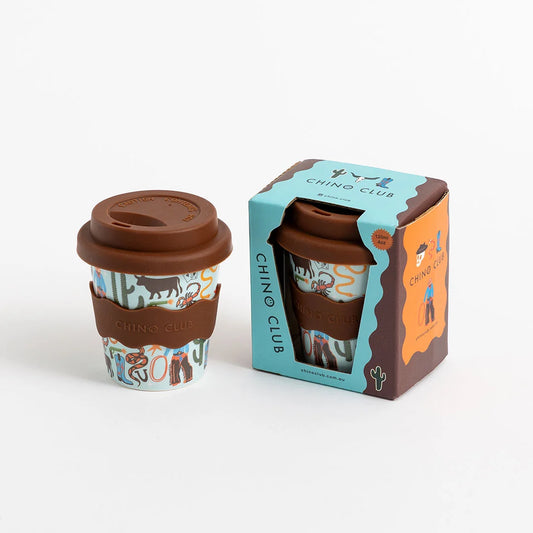 Cowboy bamboo-based babychino cup with silicone grip band