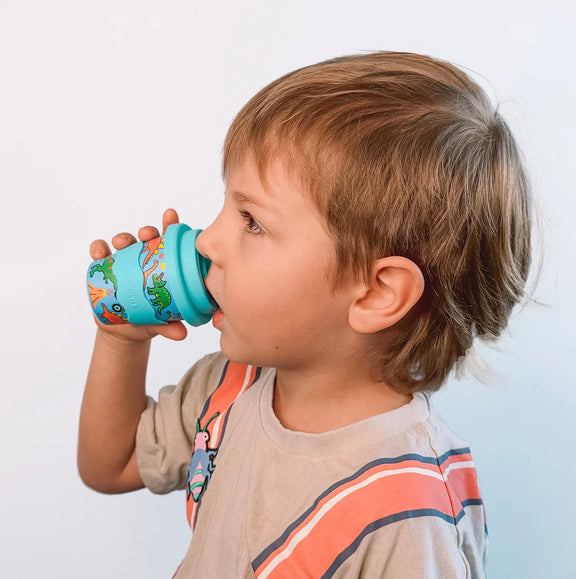 Chino Club kids cup with dinosaurs monster trucks and silicone grip