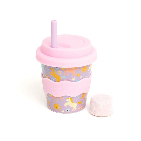 Chino Club Purple Unicorn Babychino Cup 4oz with silicone lid