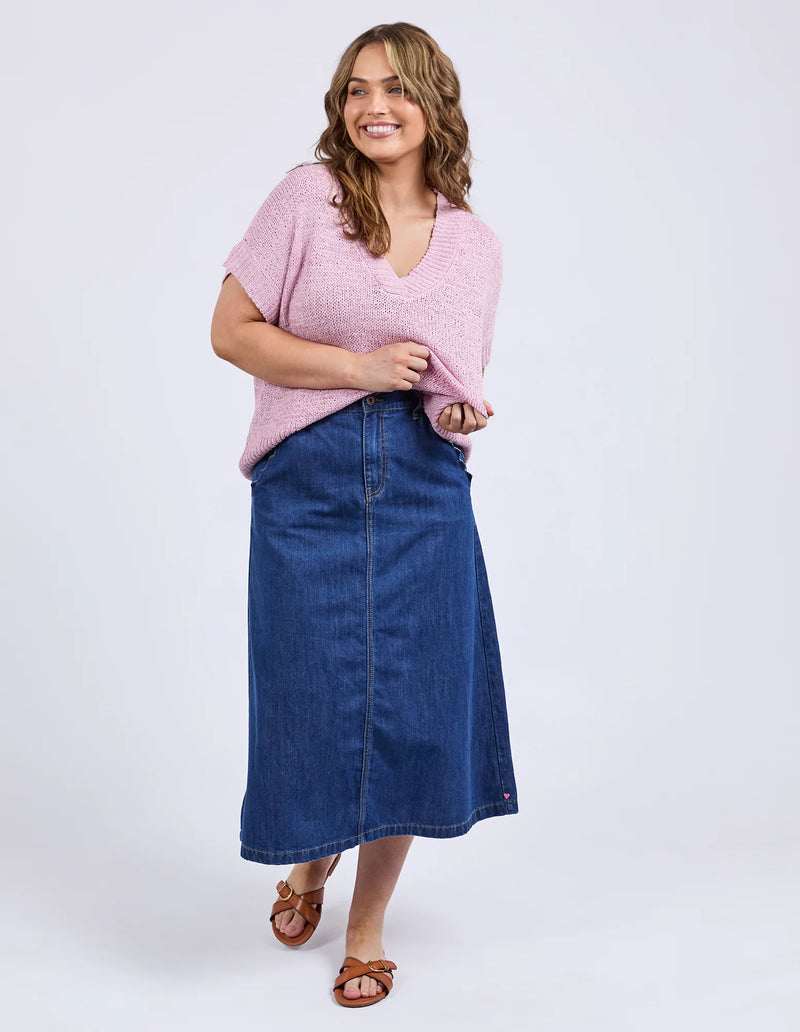 Elba Knit Top – Short Sleeve Lightweight Knit with Ribbed Hem