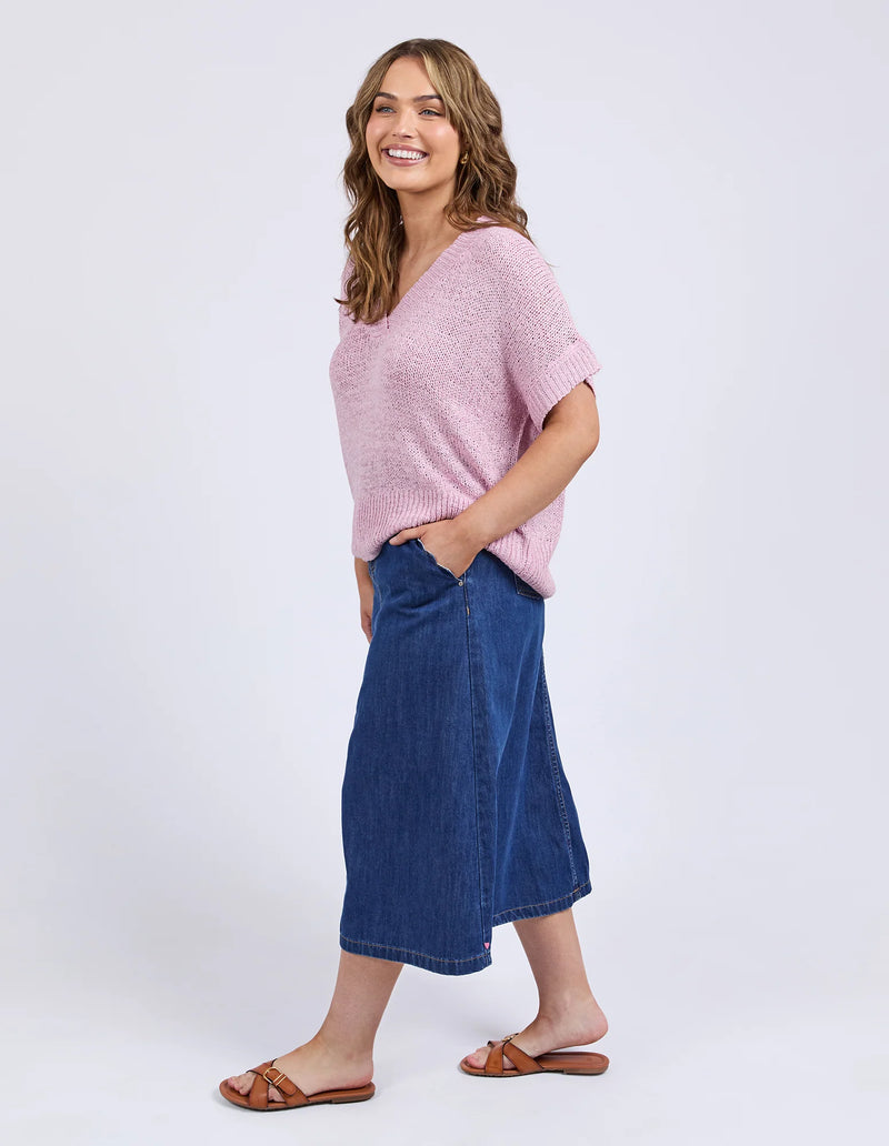 Elba Knit Top – Short Sleeve Lightweight Knit with Ribbed Hem