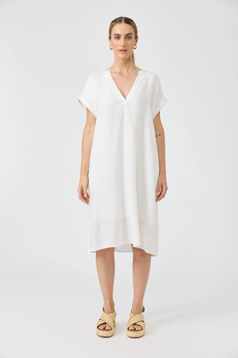 Eb & Ive Studio Dress in Salt, women’s white 100% linen dress