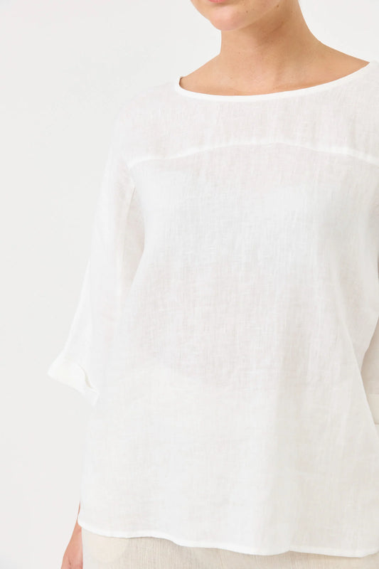 Eb & Ive Studio Relaxed Top Salt showing the relaxed boxy silhouette