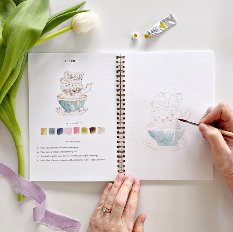 Spring Watercolour Workbook featuring floral and seasonal designs