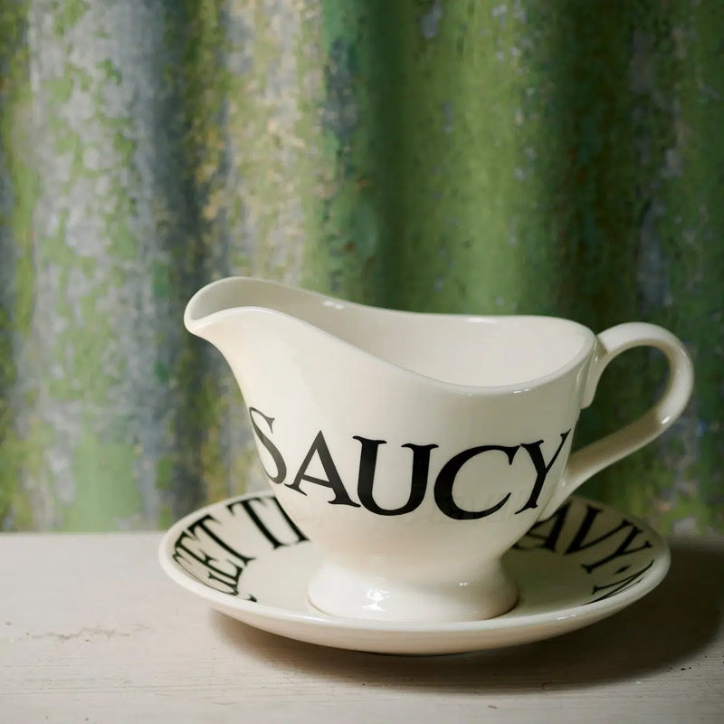 English earthenware gravy boat and saucer made in Stoke-on-Trent