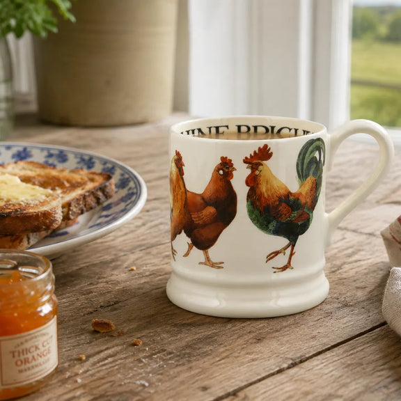 Emma Bridgewater chicken mug with cockerel and hens