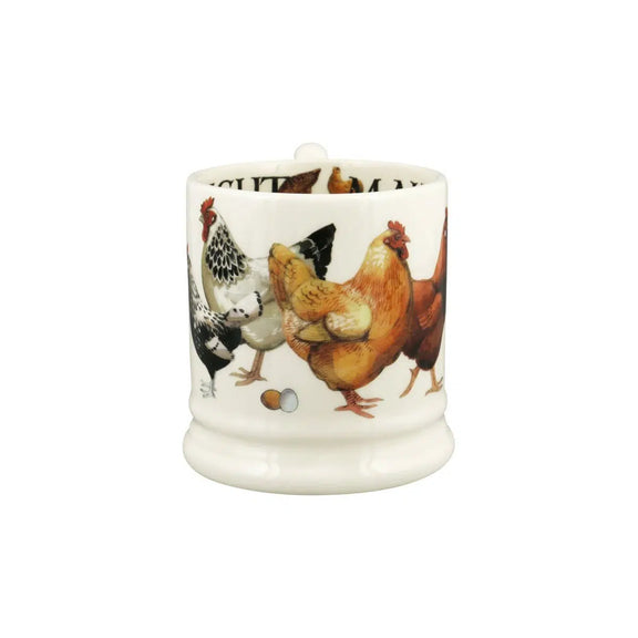 Rise and Shine mug featuring cockerel and hen illustrations