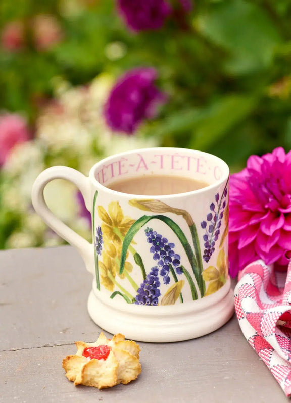 Emma Bridgewater floral mug with daffodils and grape hyacinths