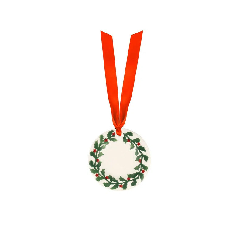 Miniature holly plate Christmas ornament in English earthenware