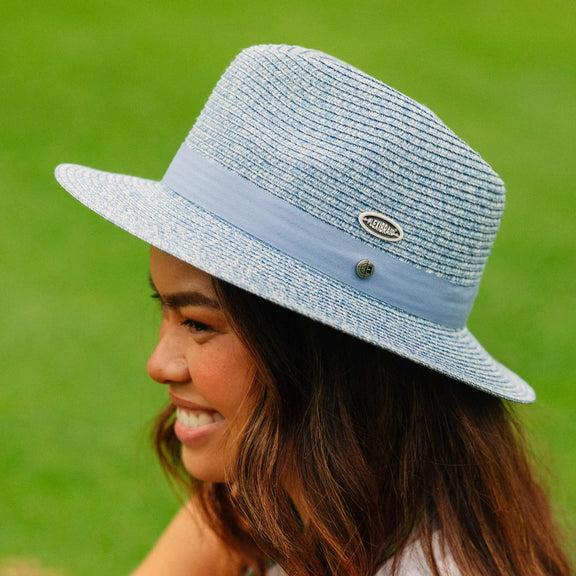Mix Blue Flexibraid fedora with contrast band