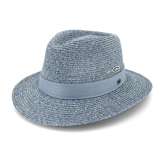 UPF50+ Mix Blue travel fedora with 6.5cm brim