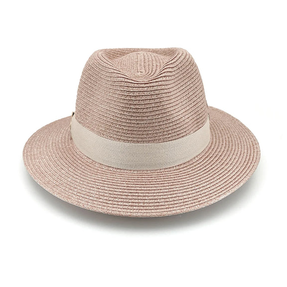 Evoke Kelsey Pana-Mate Fedora in Old Rose Pink
