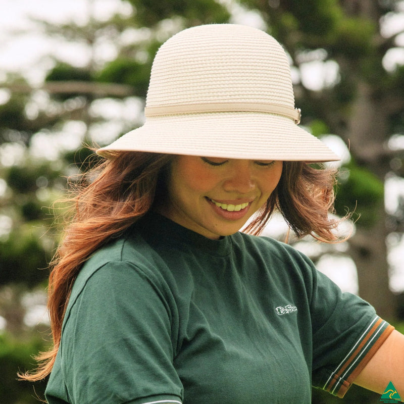 Ivory Australian-made cloche hat with rounded crown