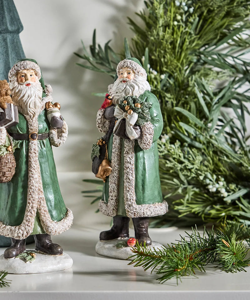 Traditional Santa with bells and gifts resin Christmas figurine 