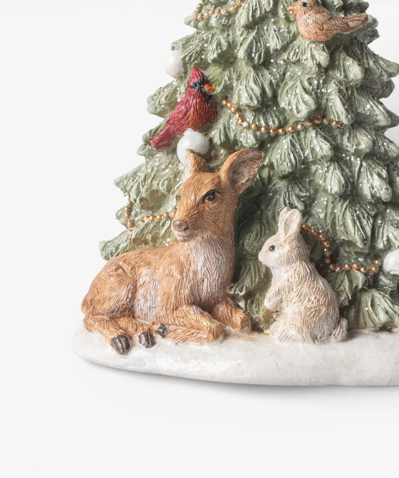 Resin Christmas tree decorated with birds beads and forest animals 