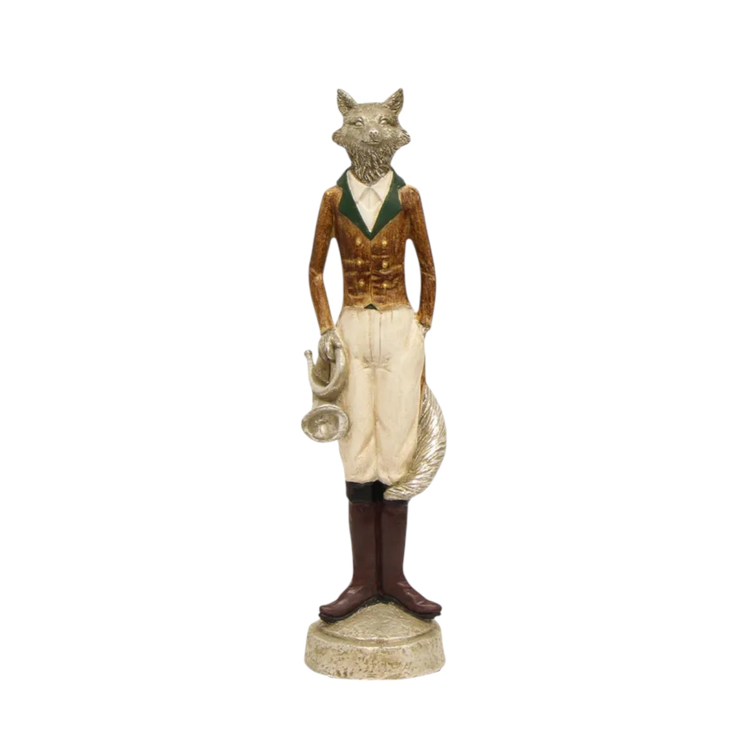 Silver Freddy Fox Trumpet décor ornament standing tall