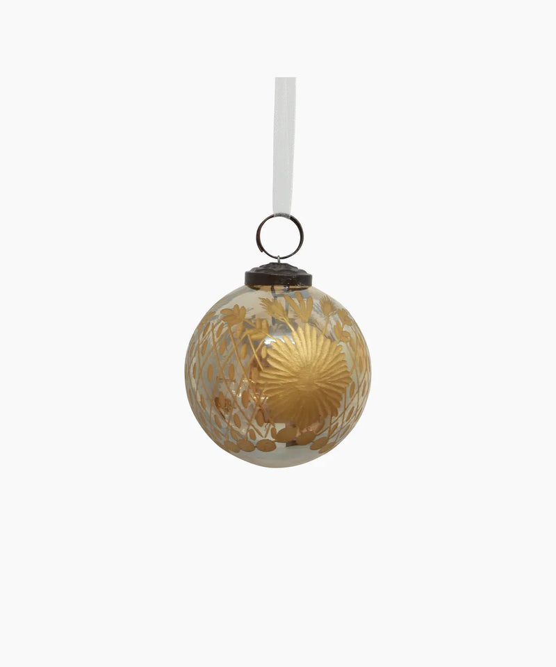 French Country Amina Glass Bauble in gold lustre 8cm