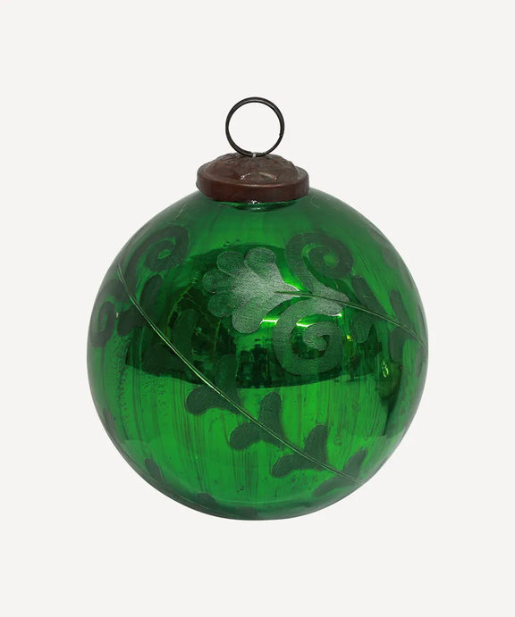 Emerald green glass bauble for Christmas tree styling