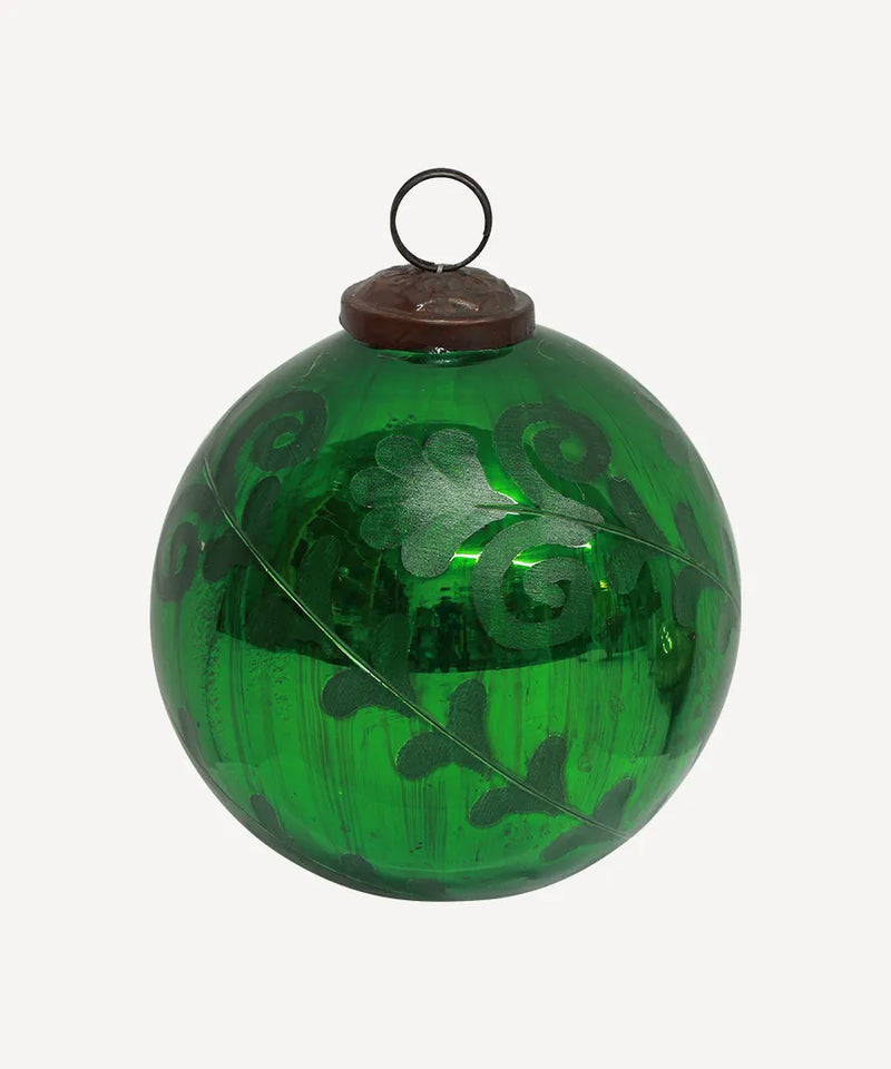 Emerald green glass bauble for Christmas tree styling