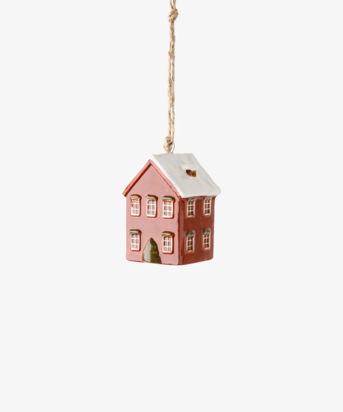 French Country Hanging Mini House in red porcelain