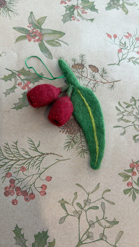 Wool felt gumnut Christmas tree ornament