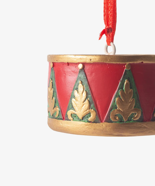 Vintage style resin drum Christmas decoration 