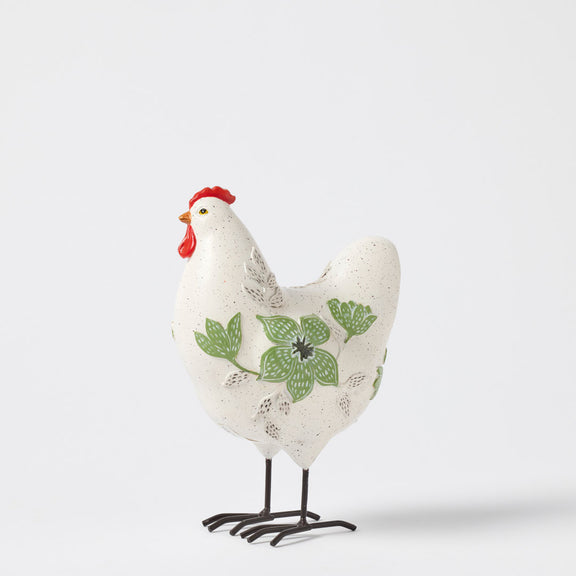 Henelope decorative hen sculpture with floral detailing