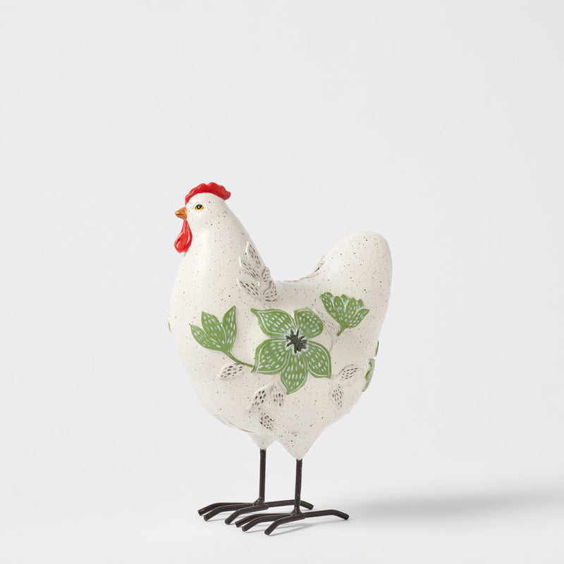 Henelope decorative hen sculpture with floral detailing
