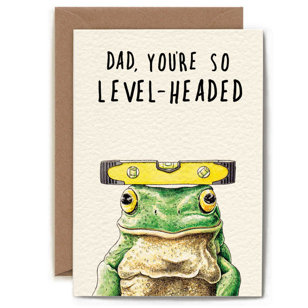 Level Headed Dad Frog Illustration | Funny Greeting Card