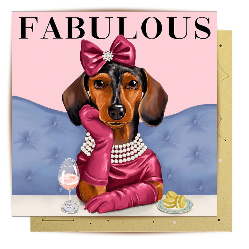 La La Land Fabulous Dachshund dog greeting card