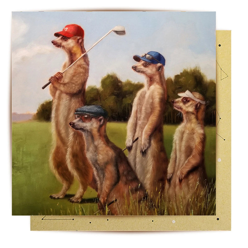 La La Land Golfers Afternoon meerkat golf greeting card