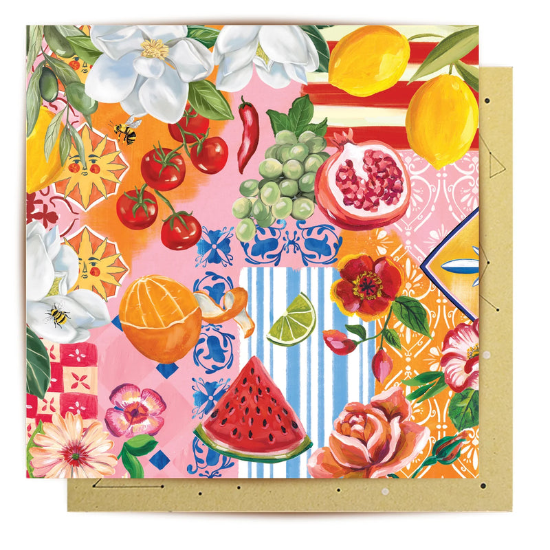 La La Land Italian Summer Pattern illustrated greeting card