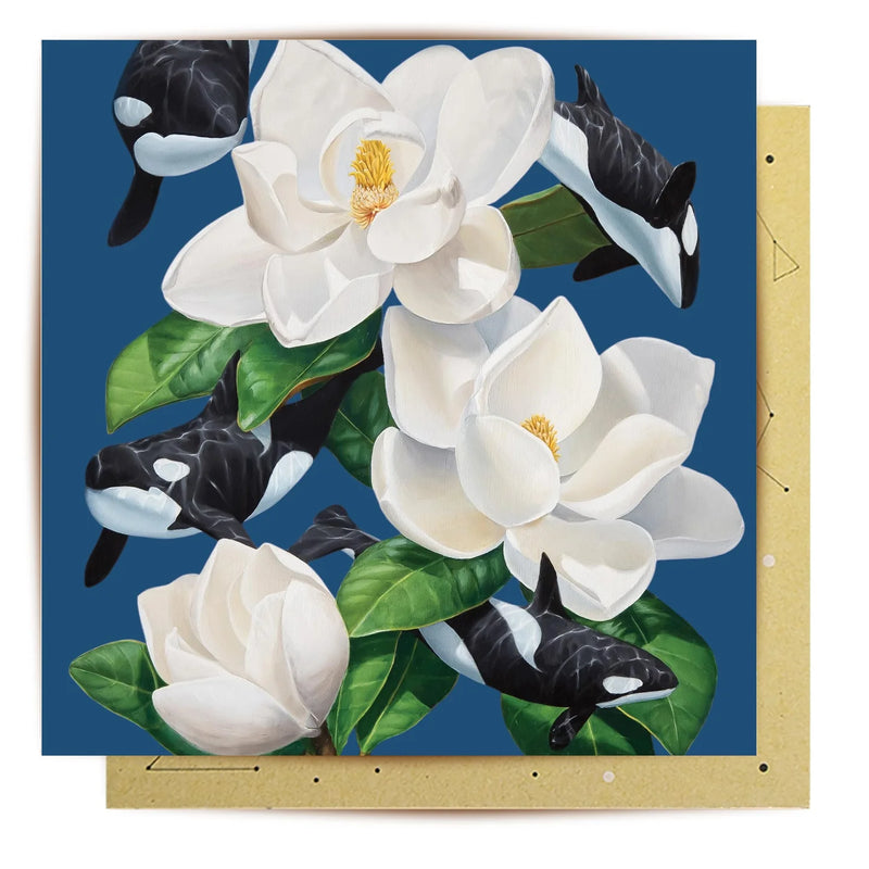 La La Land Kingdom Of The Dead orca and magnolia greeting card