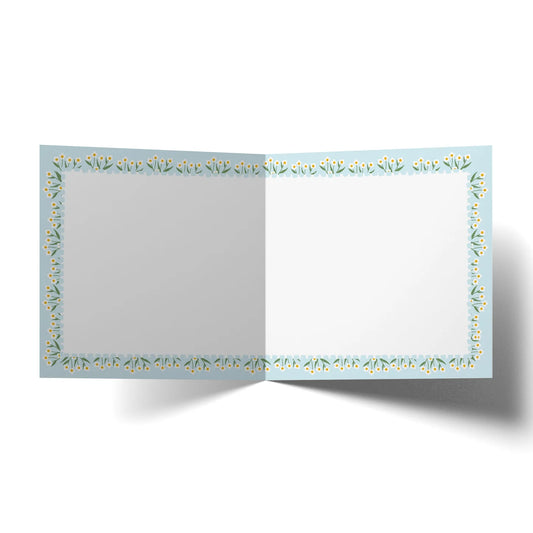Hello Little One baby card with basket dog and floral background