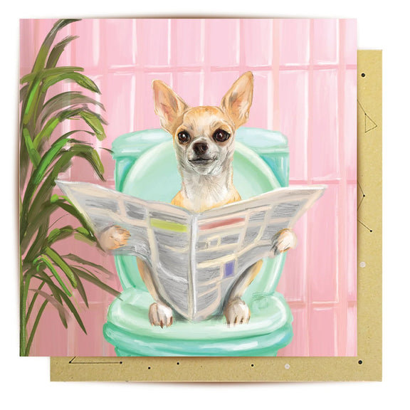 La La Land Morning Routine funny Chihuahua greeting card