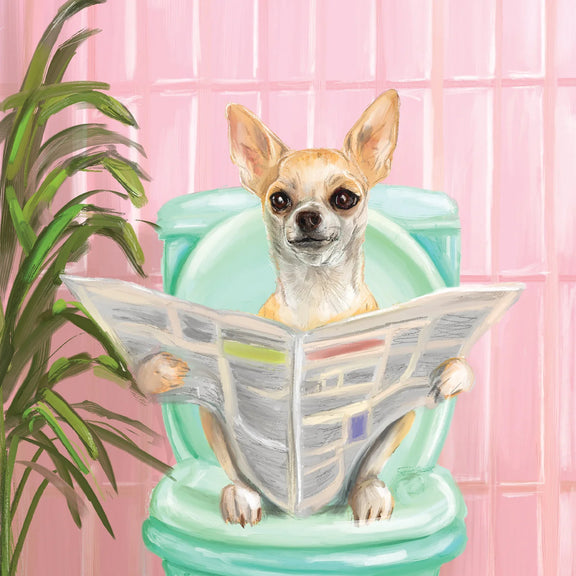 Morning Routine funny dog greeting card by La La Land